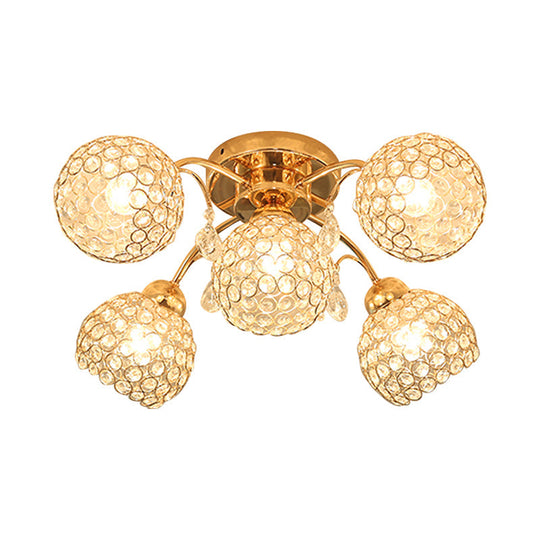 Stunning 5 - Head Crystal Semi Flush Mount Ceiling Light For Traditional Bedrooms