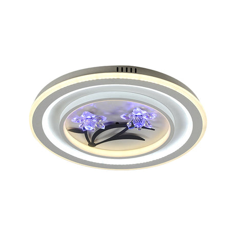 Modern Crystal Led Ceiling Lamp For Great Rooms - Round/Square White Flushmount