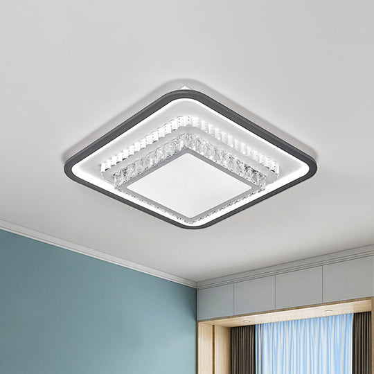 Modern Led Crystal Ceiling Light Fixture - Square/Rectangle Design (Black/White) Black - White /