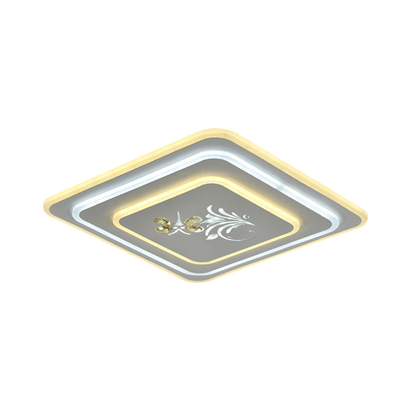 Modern Crystal Led Ceiling Lamp – White Flush Mount For Dining Room