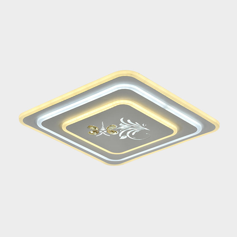 Modern Crystal Led Ceiling Lamp – White Flush Mount For Dining Room