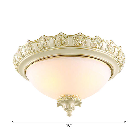 Vintage Opal Frosted Glass Flushmount Ceiling Light In White - 2/3-Bulb Bowl Style Various Widths