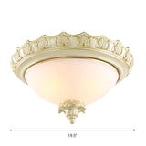 Vintage Opal Frosted Glass Flushmount Ceiling Light In White - 2/3-Bulb Bowl Style Various Widths
