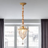 Contemporary Crystal Gold Pendant Light For Parlour With Downward Lighting