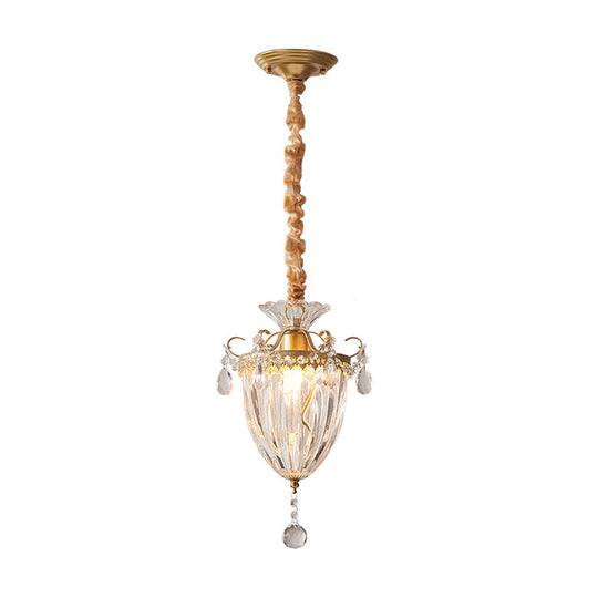 Contemporary Crystal Gold Pendant Light For Parlour With Downward Lighting