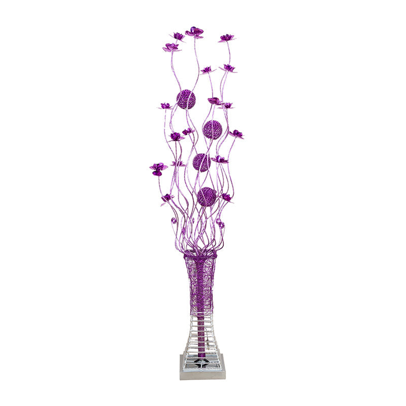 Twig Design Purple Led Floor Lamp - Artistic Aluminum Pagoda Flower Standing Light