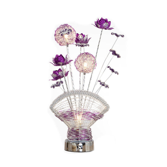 Albaldah - Aluminum Table Lamp With Rose And Dandelion Decor