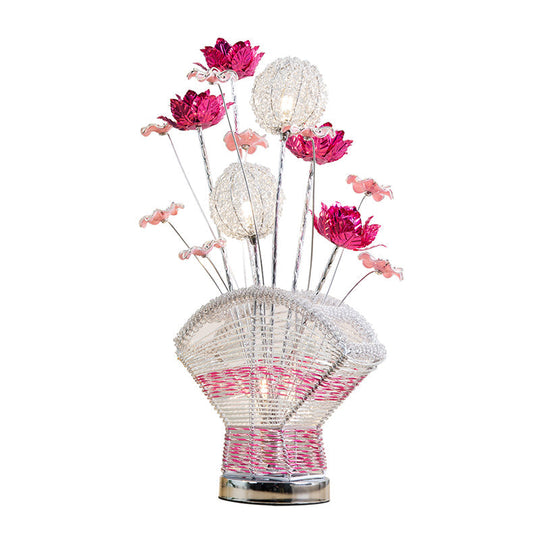 Albaldah - Aluminum Table Lamp With Rose And Dandelion Decor