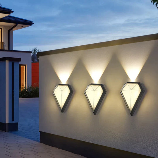 12W Outdoor Waterproof Ip65 Diamond Led Wall Light Porch Garden Lamps & Indoor Bedroom Living Room