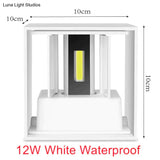 12W Dimmable Cob Modern Brief Cube Adjustable Surface Mounted Led Wall Lamp Outdoor Waterproof