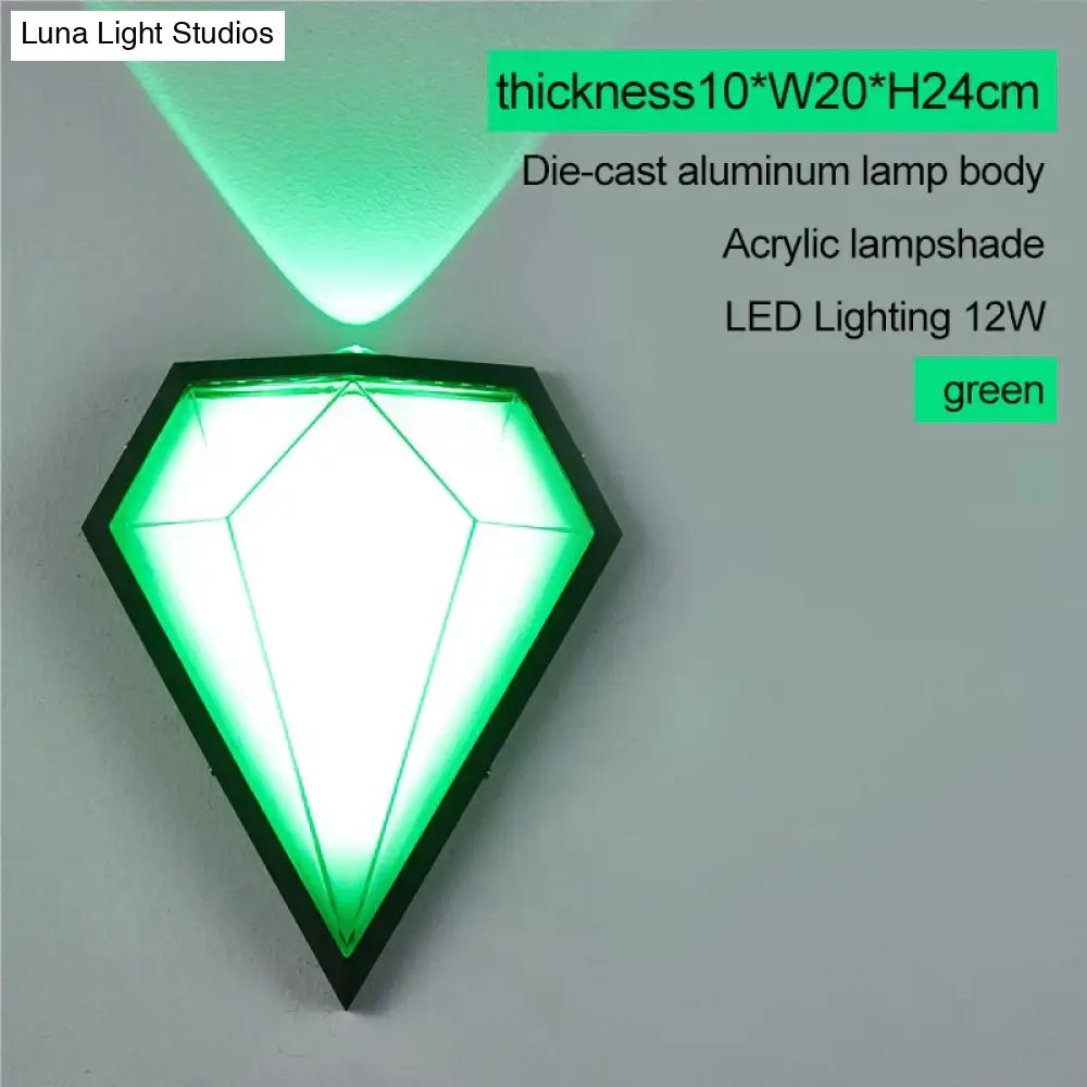 12W Outdoor Waterproof Ip65 Diamond Led Wall Light Porch Garden Lamps & Indoor Bedroom Living Room