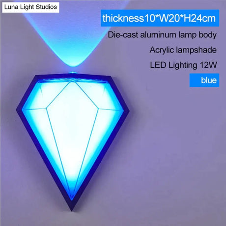 12W Outdoor Waterproof Ip65 Diamond Led Wall Light Porch Garden Lamps & Indoor Bedroom Living Room