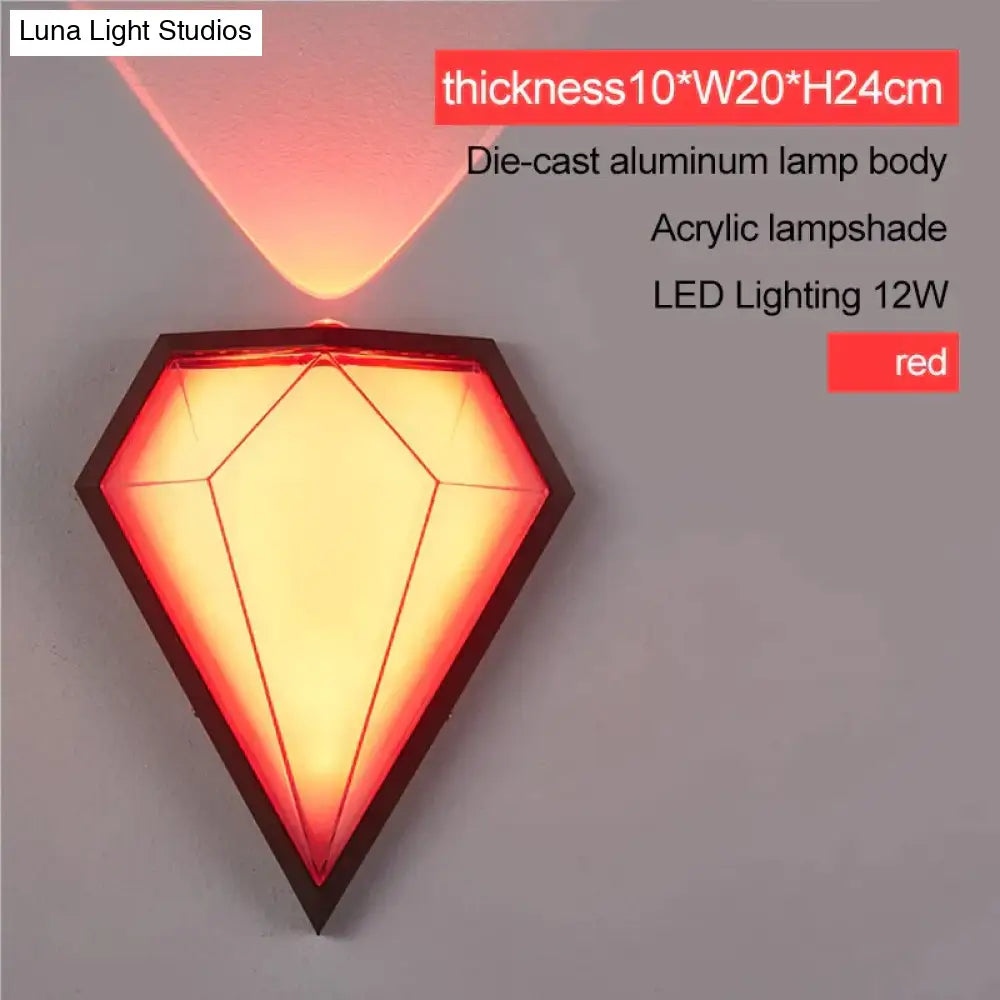 12W Outdoor Waterproof Ip65 Diamond Led Wall Light Porch Garden Lamps & Indoor Bedroom Living Room