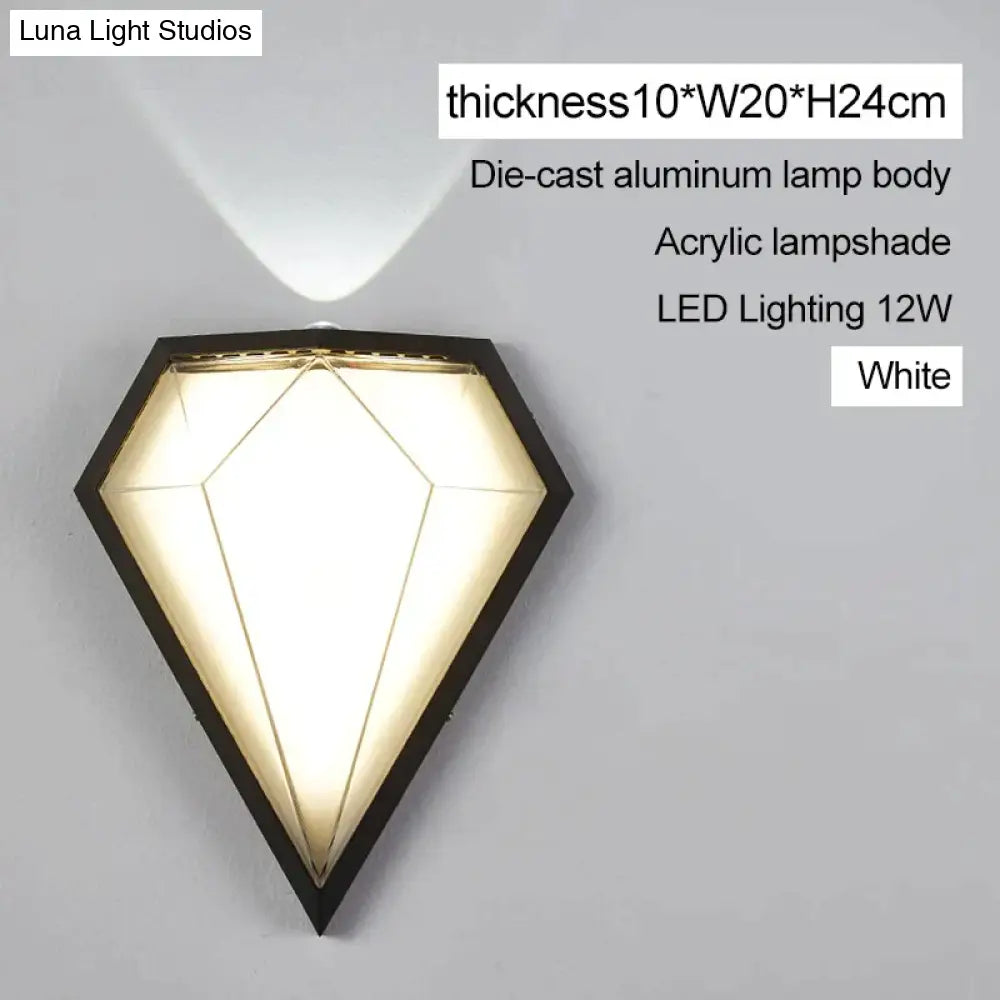 12W Outdoor Waterproof Ip65 Diamond Led Wall Light Porch Garden Lamps & Indoor Bedroom Living Room