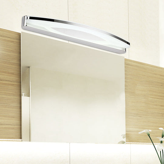 Sleek Modern Metal Vanity Lighting: Oval Shade Led Wall Light Sconce In Chrome 15/21 Dia Warm/White