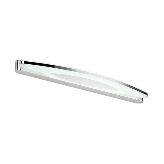Sleek Modern Metal Vanity Lighting: Oval Shade Led Wall Light Sconce In Chrome 15/21 Dia Warm/White