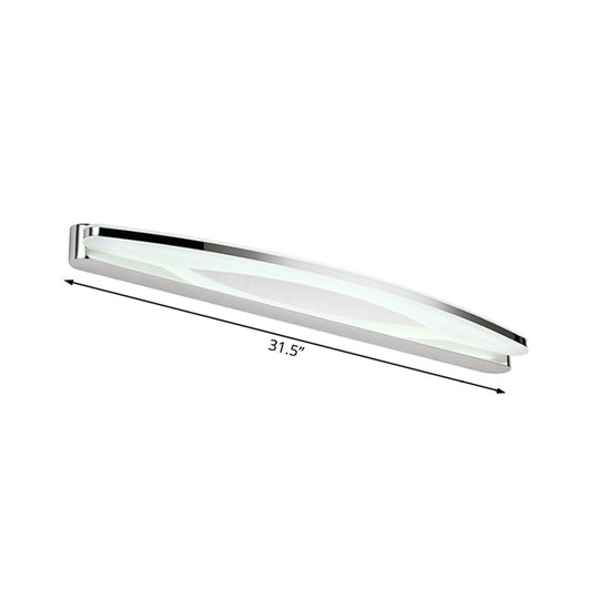 Sleek Modern Metal Vanity Lighting: Oval Shade Led Wall Light Sconce In Chrome 15/21 Dia Warm/White