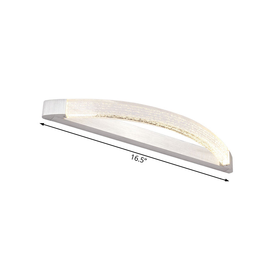 Silver Bow-Shaped Led Wall Mount Vanity Light With Bubble Crystal Accent Natural 12.5/16.5/20 Wide