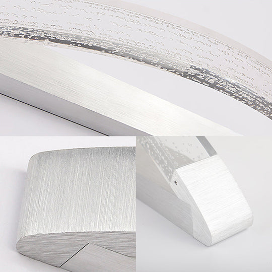 Silver Bow-Shaped Led Wall Mount Vanity Light With Bubble Crystal Accent Natural 12.5/16.5/20 Wide