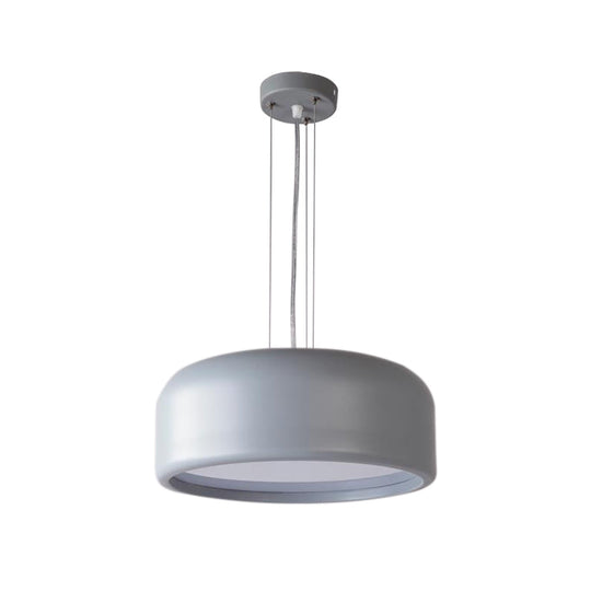Modern Drum Pendant Lamp - Acrylic Grey/Coffee With Recessed Diffuser Perfect For Living Room