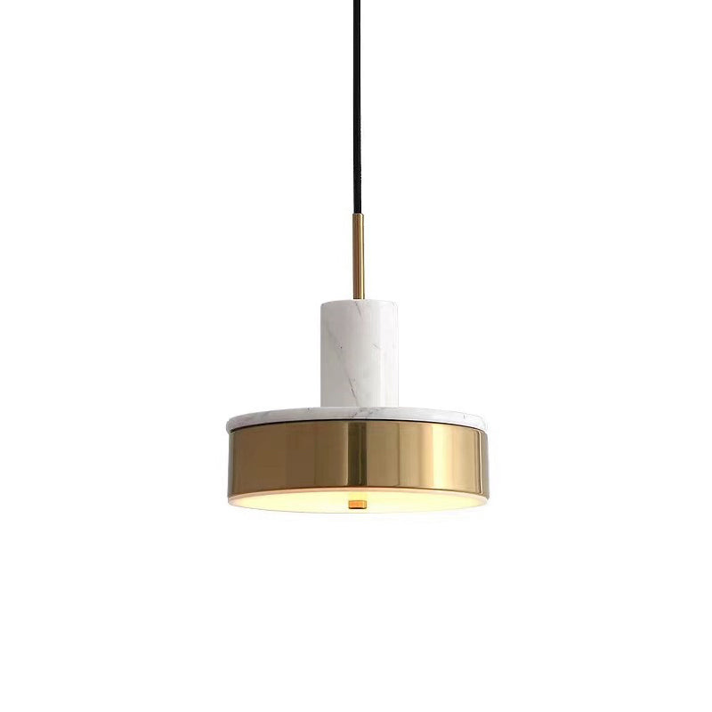 Contemporary Metal Drum Pendant Lamp - 1-Light Led Hanging Ceiling Light For Dining Room