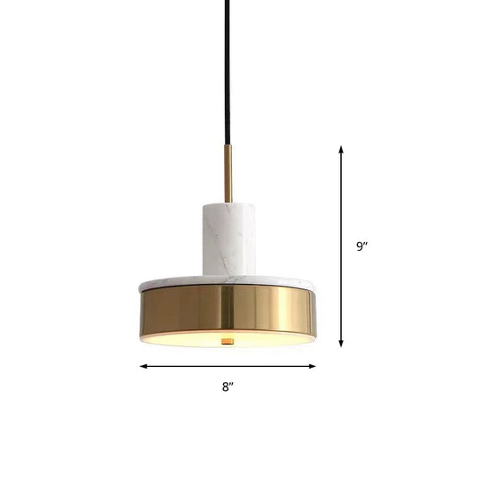 Contemporary Metal Drum Pendant Lamp - 1-Light Led Hanging Ceiling Light For Dining Room