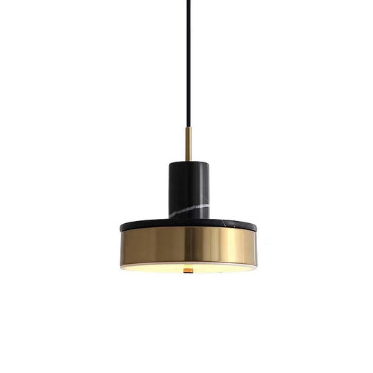 Contemporary Metal Drum Pendant Lamp With Led Light For Dining Room - Black/White/Dark Green