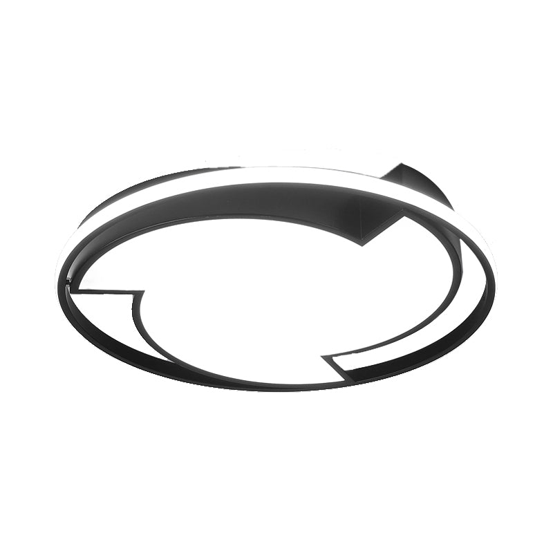 Modern Black Flush Mount Ceiling Light - Windmill Design With Acrylic Led Warm/White