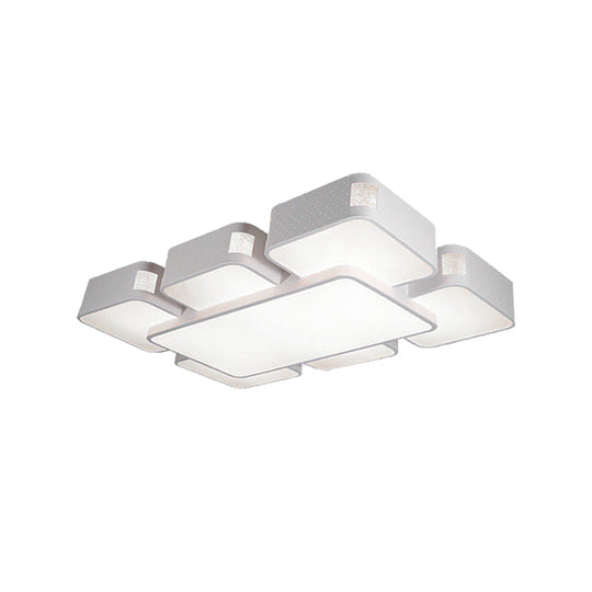 Contemporary Square Ceiling Mounted Led Pendant Light - 24’/37’ Wide Acrylic White Flush Mount