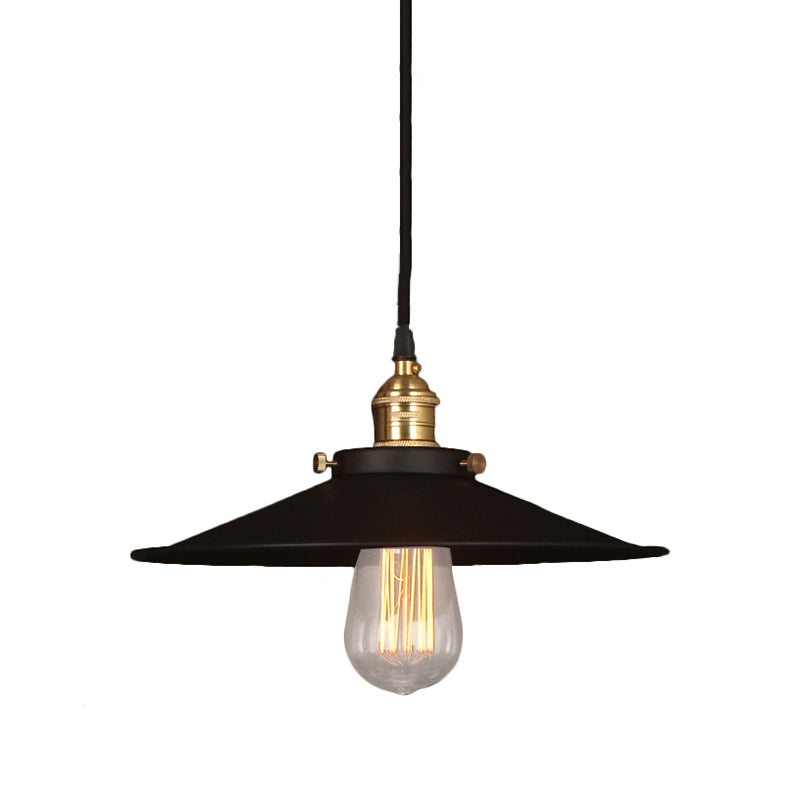 Industrial Style Metal Conic Ceiling Pendant With 1 Light In Brass/Weathered Brass