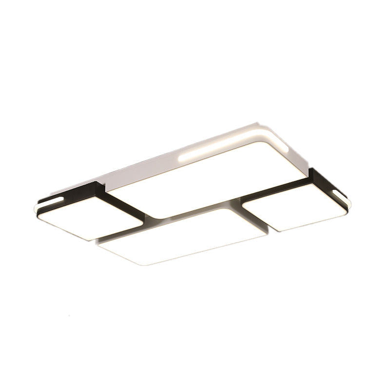 Contemporary Square/Rectangle Acrylic Flush Pendant Light - Led White Mount Lighting (21.5/37.5