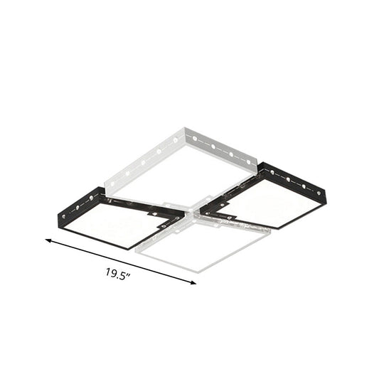 Led Bedroom Ceiling Light: Square Black Acrylic Shade Flush Mount Warm/White Light 19.5’/23.5’ Width