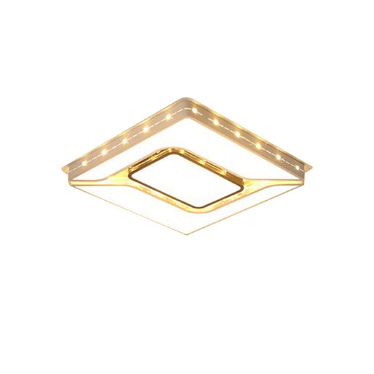 Led Bedroom Ceiling Light With Acrylic Shade - White Flush Mount In White/Warm (19.5’/23.5’ W)