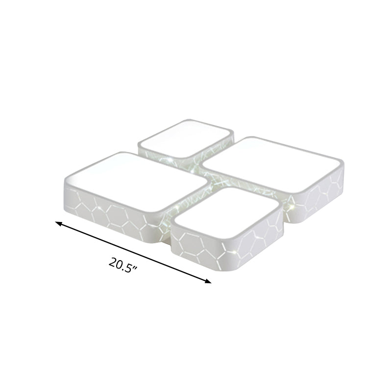 Contemporary Led Ceiling Light For Bedroom - White Finish With Warm/White Lighting And Square