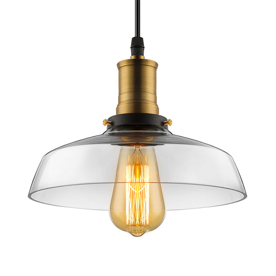 Antique Clear Glass 1-Light Pendant Ceiling Light - Bronze/Brass Finish Perfect For Dining Room