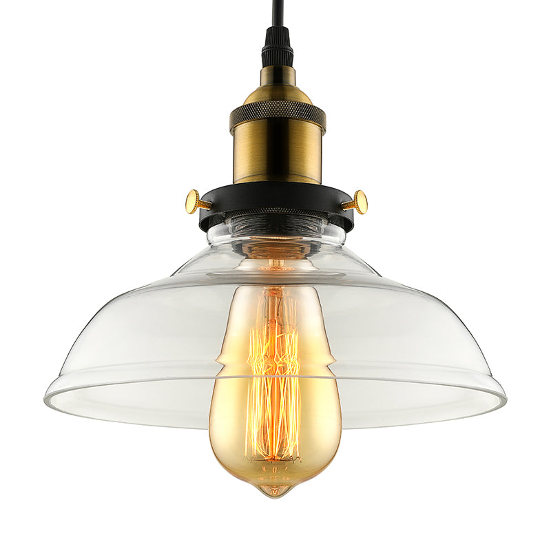 Barn Pendant Light - Industrial 1-Light Prismatic Glass Hanging Lamp In Clear (8’/10’/12’ Wide)