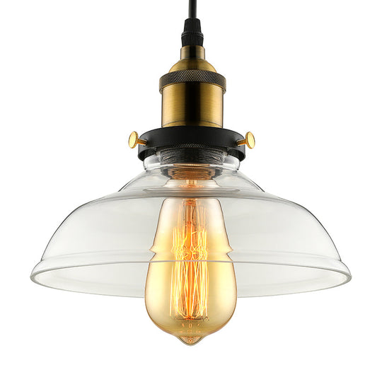 Barn Pendant Light - Industrial 1-Light Prismatic Glass Hanging Lamp In Clear (8’/10’/12’ Wide)