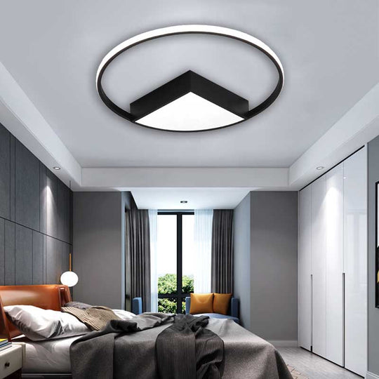 16’/19.5’/23.5’ Wide Acrylic Flushmount Led Ceiling Light In Black/White With Warm/White