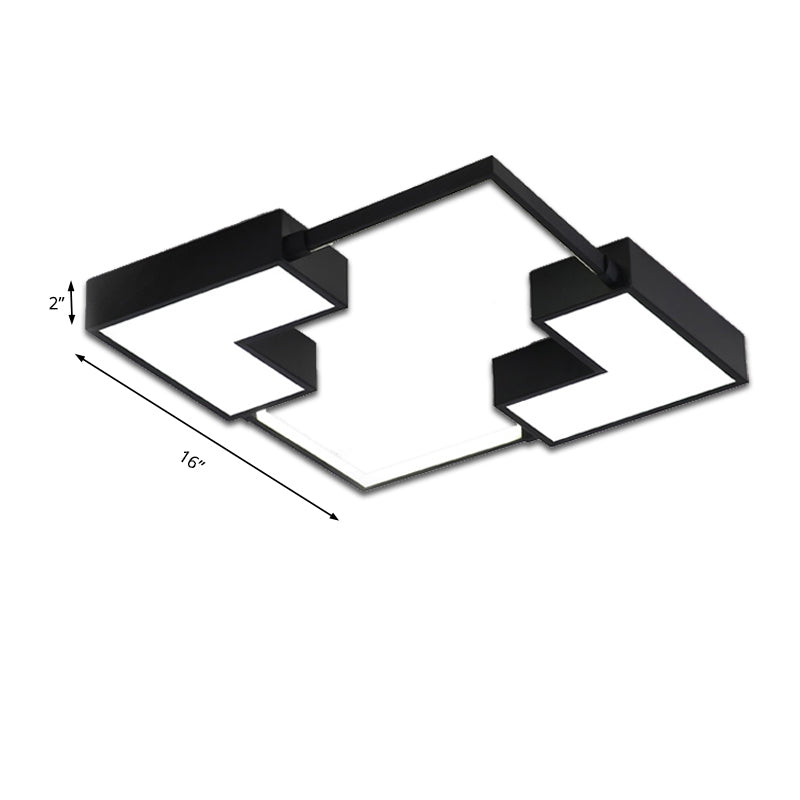 Simple Acrylic Led Flush Mount Ceiling Light In Black/White - Warm/White 16’/19.5’/23.5’ Wide