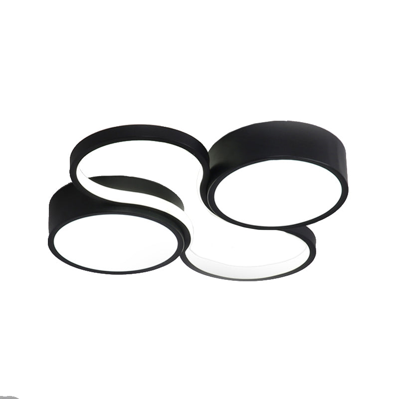 Contemporary Led Flush Mount Lamp - Black/White Circular Design 19.5’/23.5’ Wide Acrylic Shade