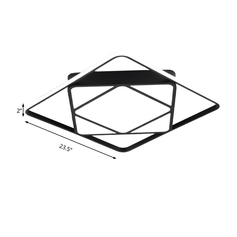 Modern Metal Rhombus Flush Mount Ceiling Light For Bedroom - Led White/Black Warm/White
