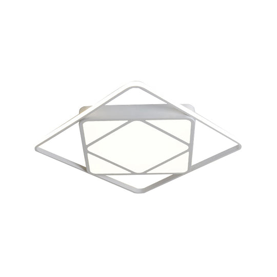Modern Metal Rhombus Flush Mount Ceiling Light For Bedroom - Led White/Black Warm/White