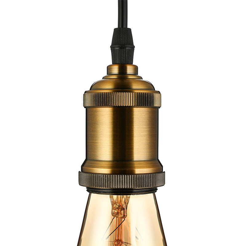 Vintage Brass Metal Mini Pendant Light For Restaurants - Adjustable Cord 1 Head Hanging Fixture