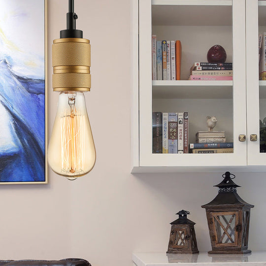 Open Bulb Retro Industrial Pendant Light - Gold Adjustable Cord