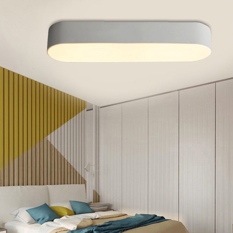 Modern Metal Led Flush Mount Lamp: Smooth Edge Case 23.5’/35.5’ Wide White/Black Ceiling Light