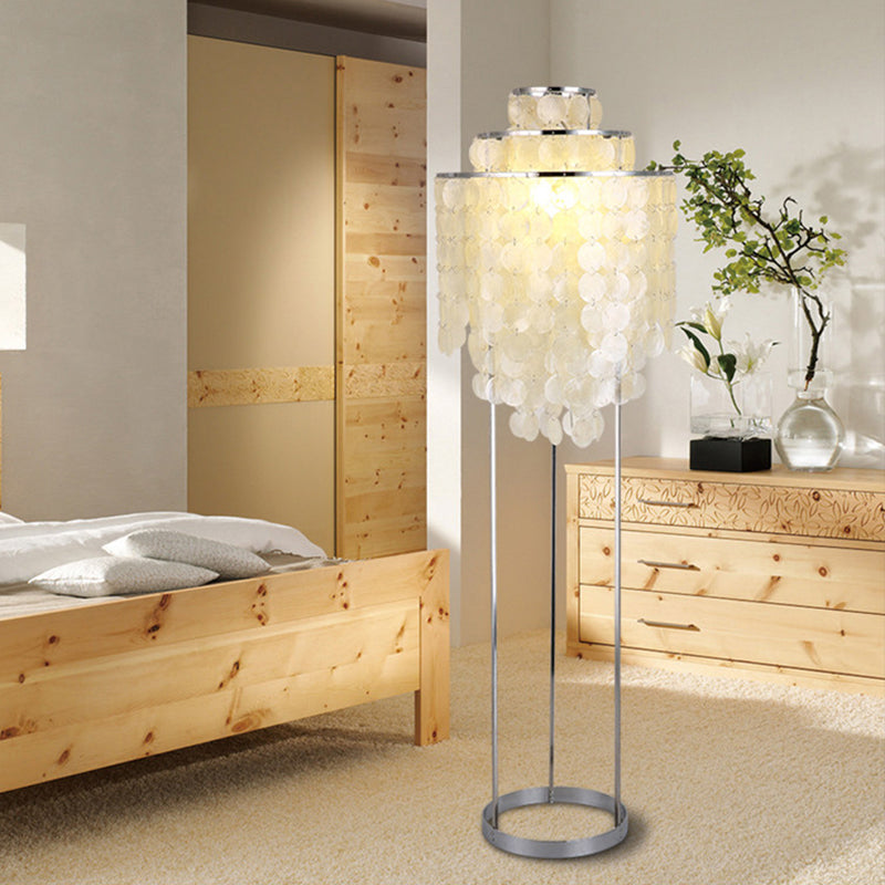 Contemporary Led Shell Floor Lamp In White With Reading Function