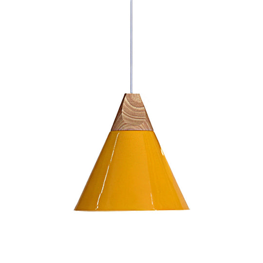 Conical Shade Pendant Light - Metal Contemporary Kitchen Hanging Fixture In Grey/Silver/Yellow 3