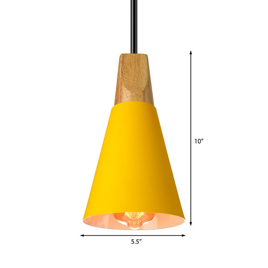 Conical Shade Pendant Light - Metal Contemporary Kitchen Hanging Fixture In Grey/Silver/Yellow 3