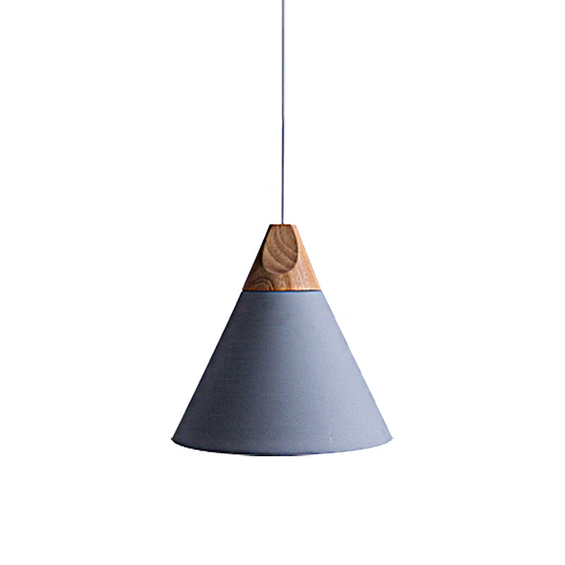 Conical Shade Pendant Light - Metal Contemporary Kitchen Hanging Fixture In Grey/Silver/Yellow 3