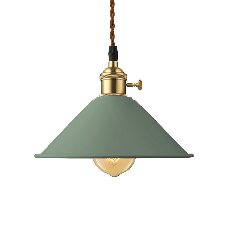 Industrial Style Metal Conic Shade Dining Room Ceiling Light Fixture - 1 Gray/White/Pink Pendant